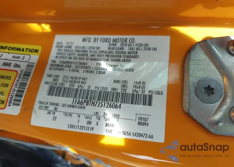 2018 Ford Mustang Ecoboost z USA, uszkodzony, nr VIN 1FA6P8TH7J5126064